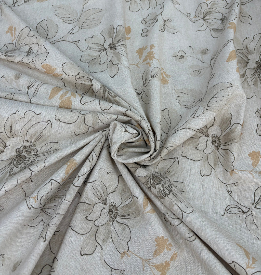 Tessuto LONETA STAMPATO “fiore grigio”