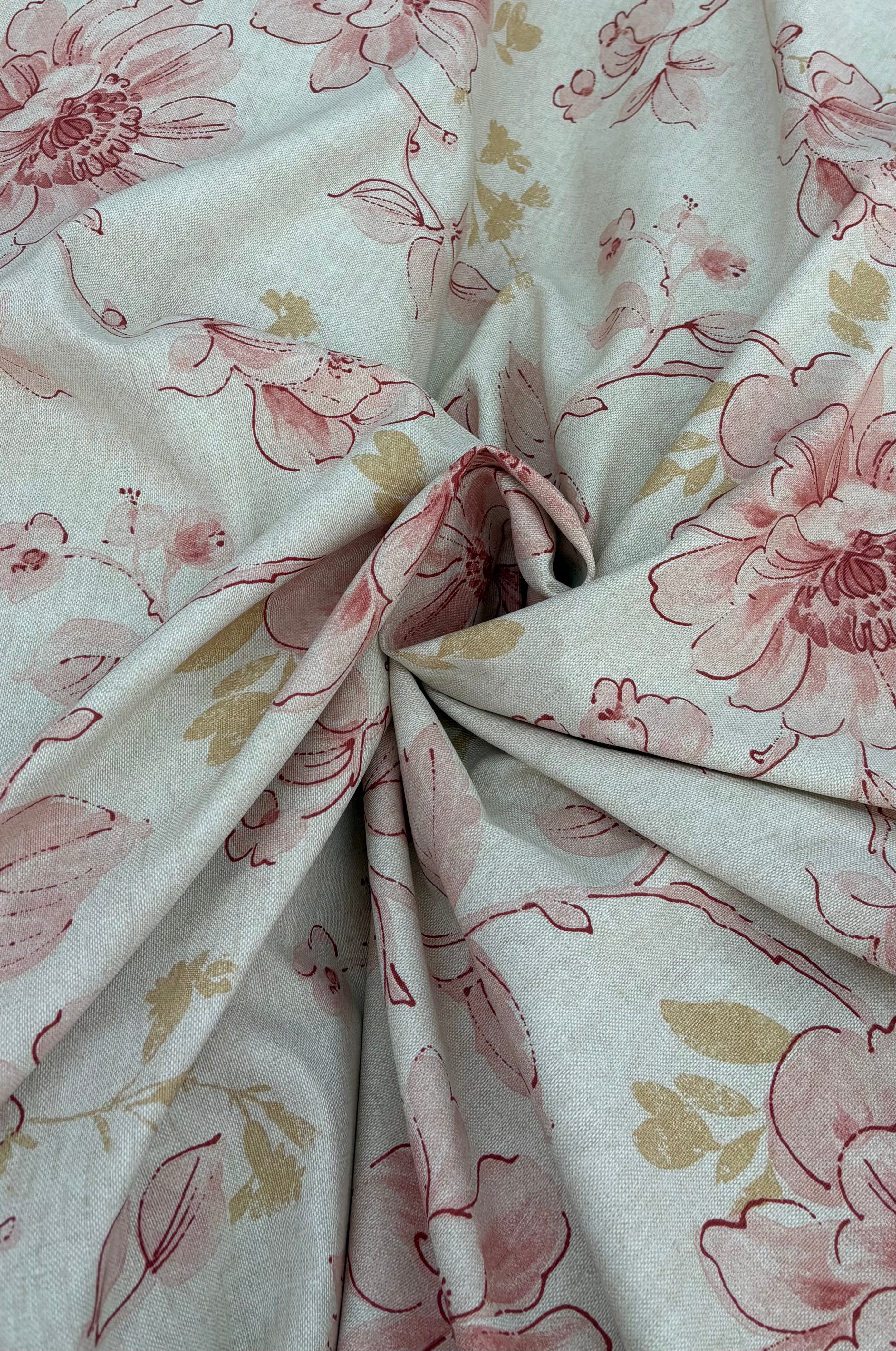Tessuto LONETA STAMPATO “fiore rosa”