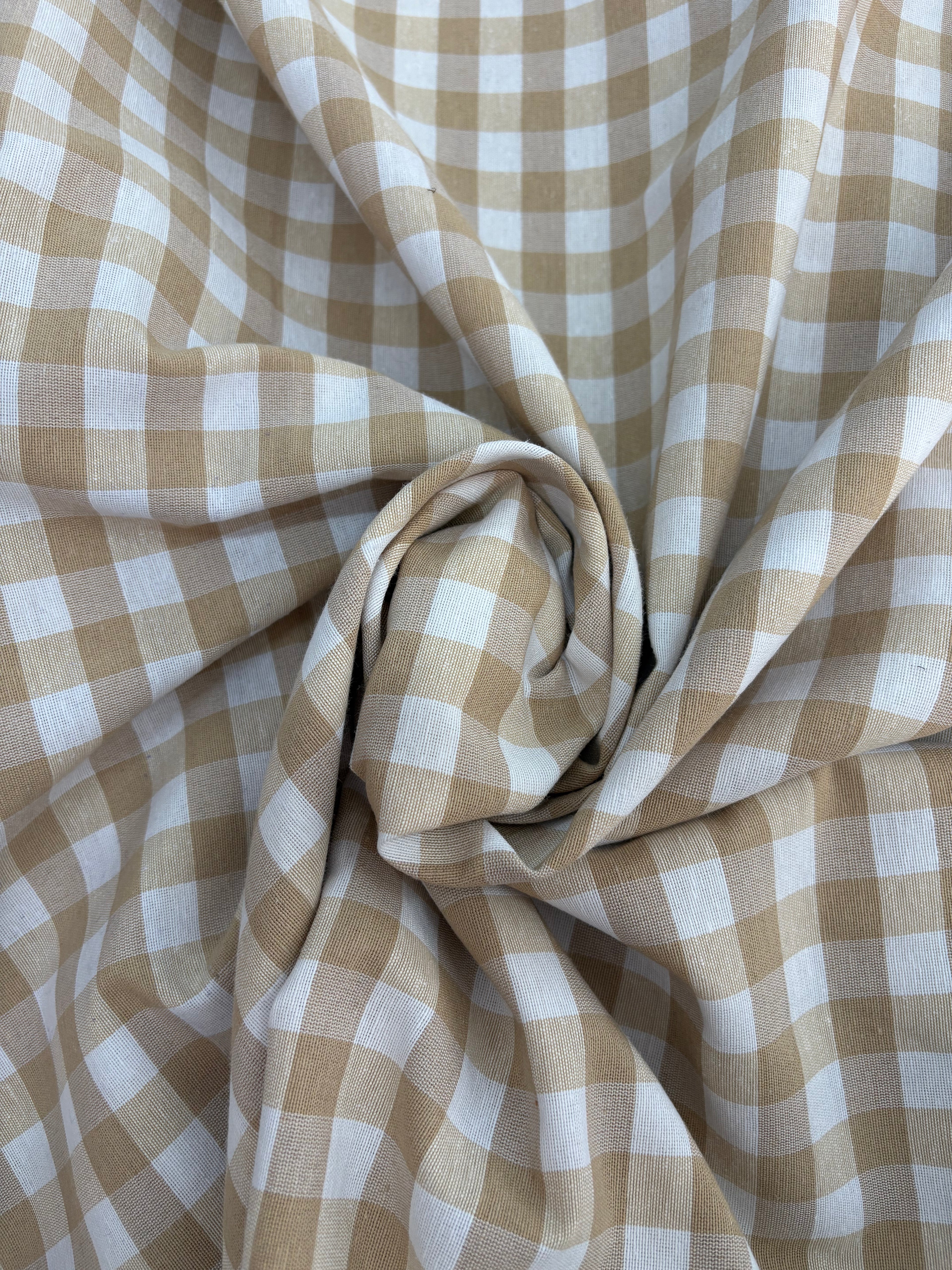 Tessuto TINTO IN FILO “quadretto medio beige”
