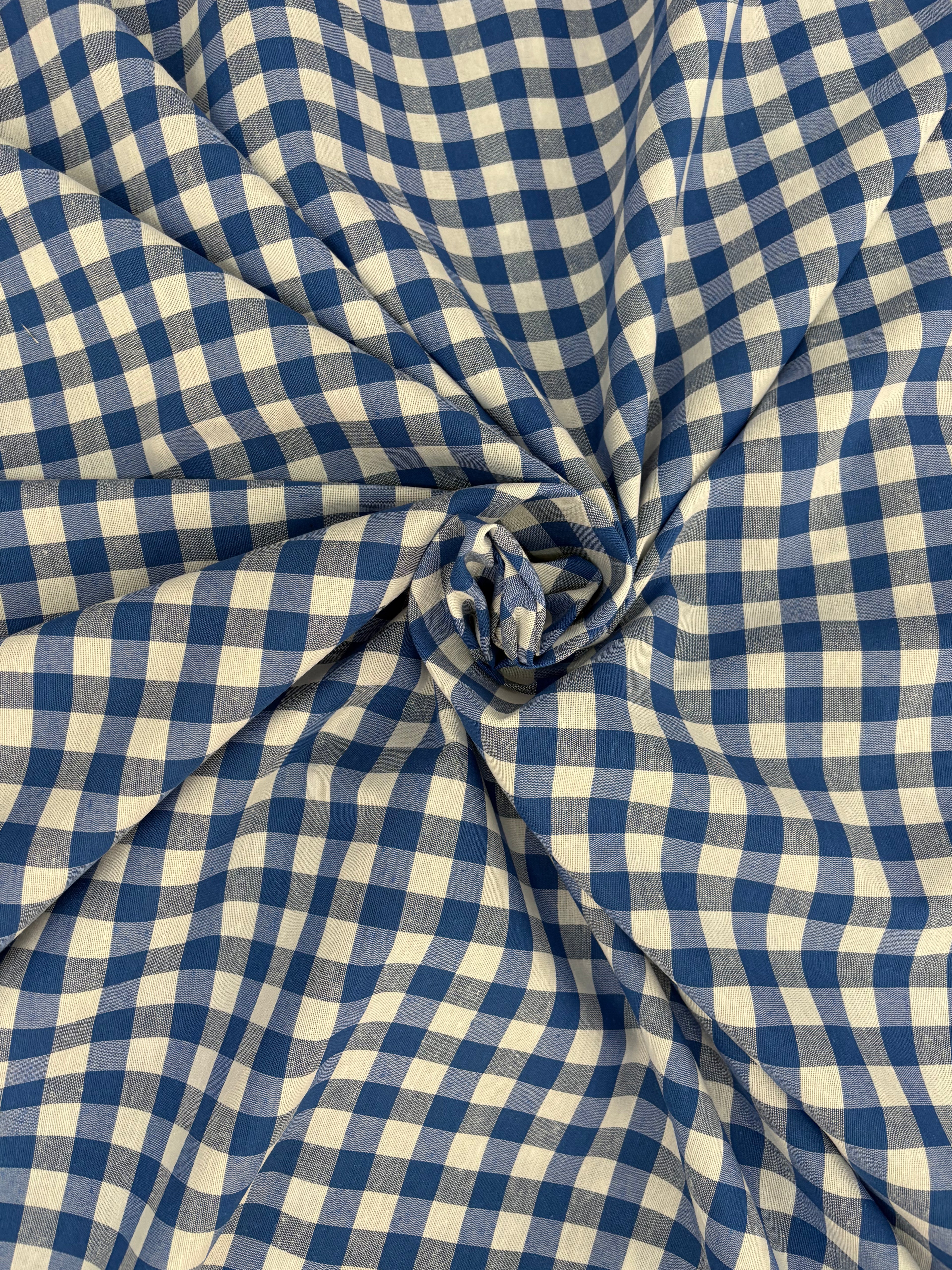 Tessuto TINTO IN FILO “quadretto medio blu”