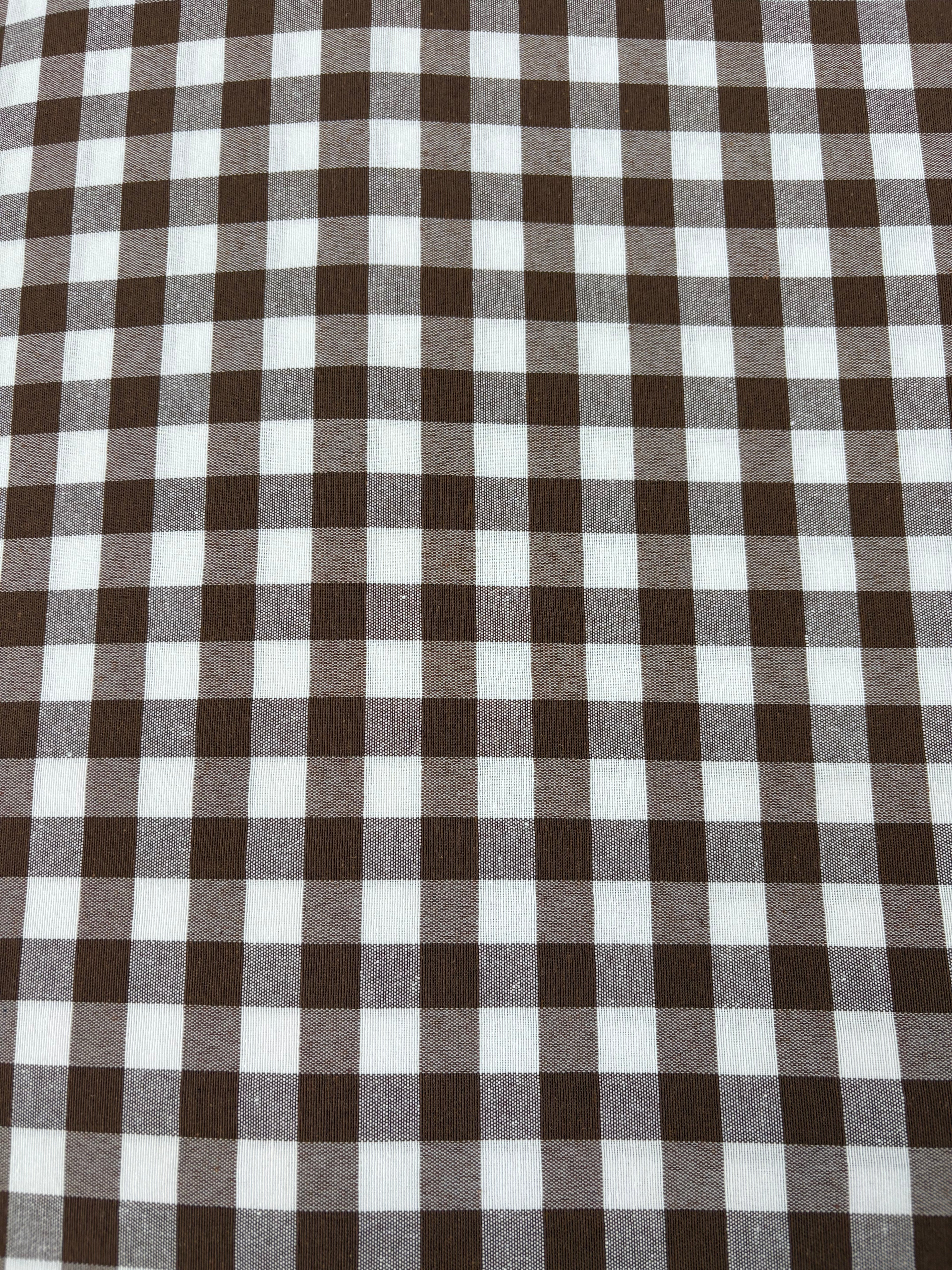 Tessuto TINTO IN FILO “quadretto medio marrone”