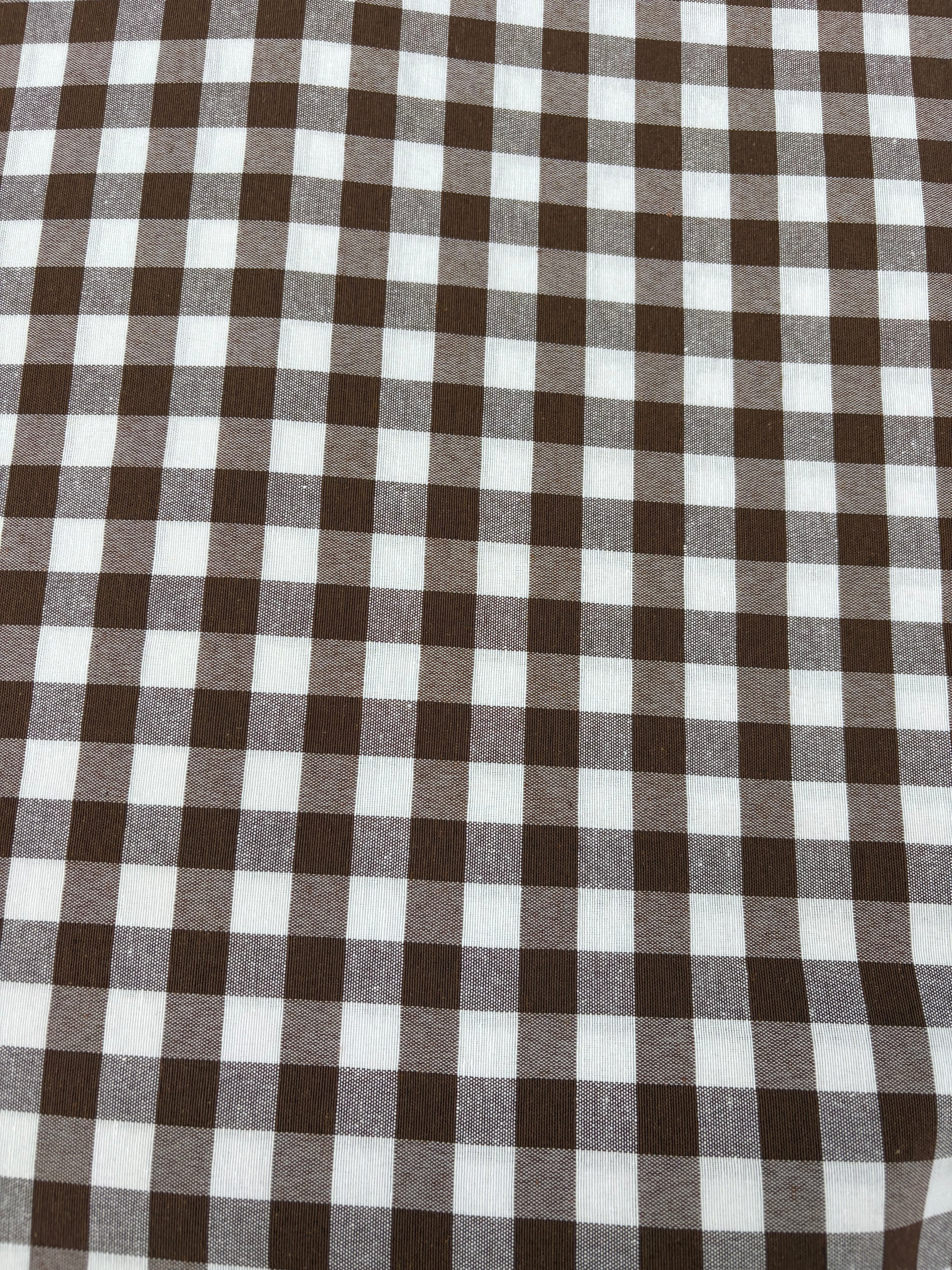 Tessuto TINTO IN FILO “quadretto medio marrone”