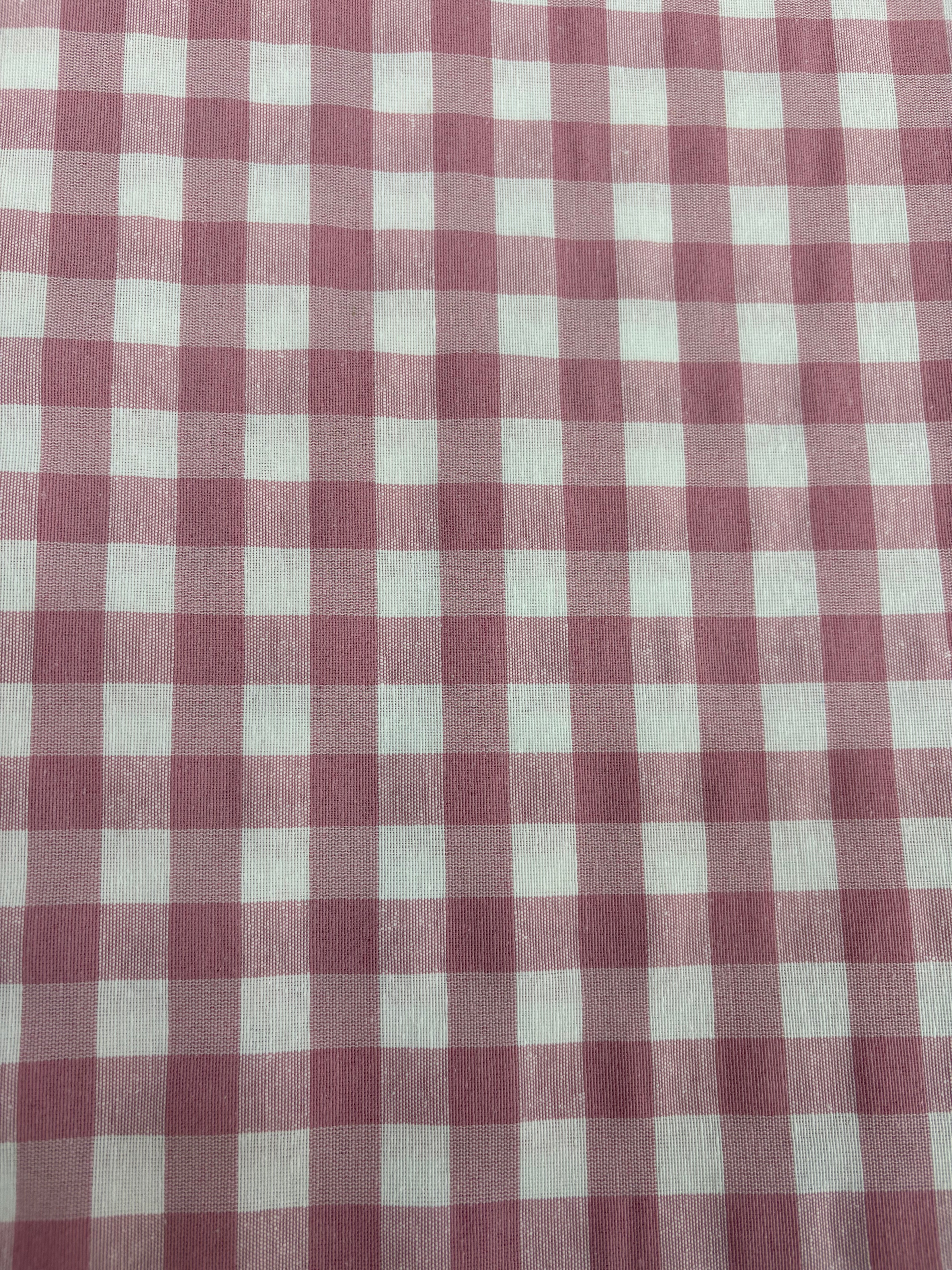 Tessuto TINTO IN FILO “quadretto medio rosa antico”