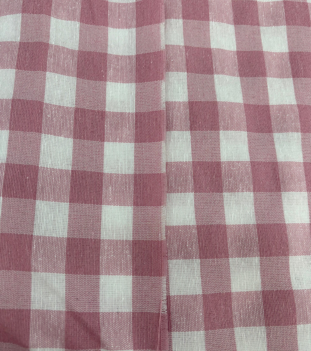 Tessuto TINTO IN FILO “quadretto medio rosa antico”
