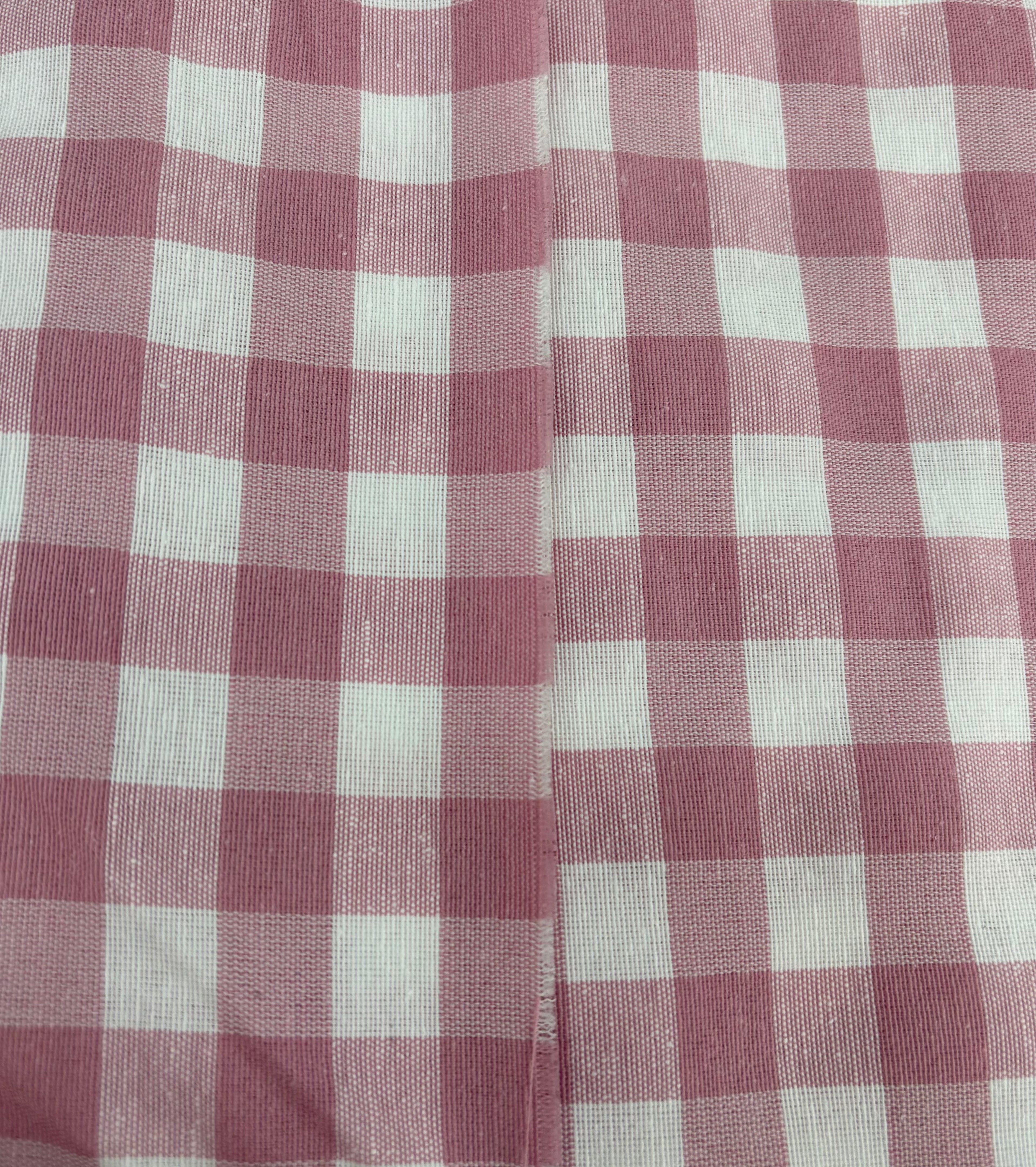 Tessuto TINTO IN FILO “quadretto medio rosa antico”