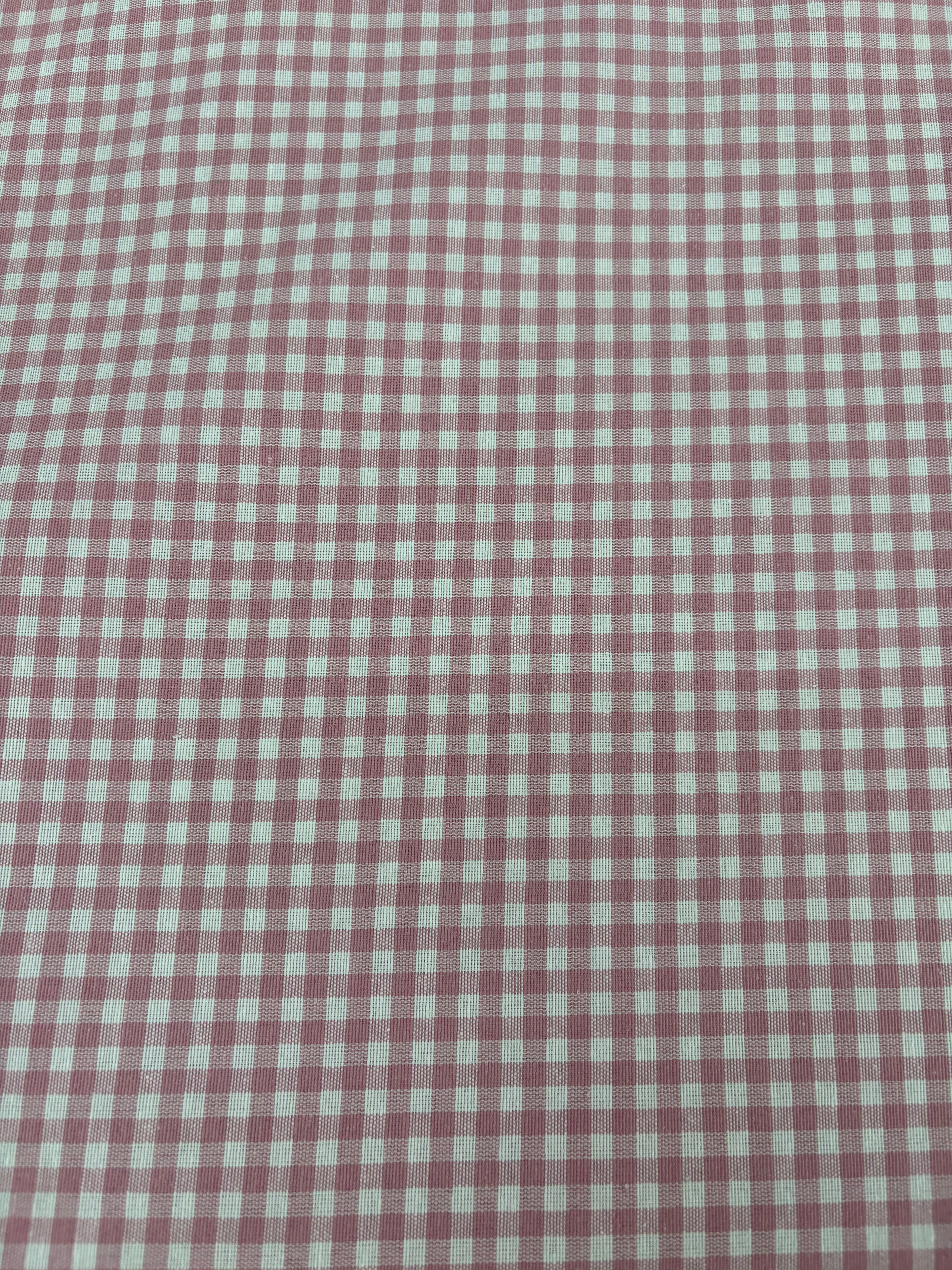 Tessuto TINTO IN FILO “quadretto piccolo rosa antico”