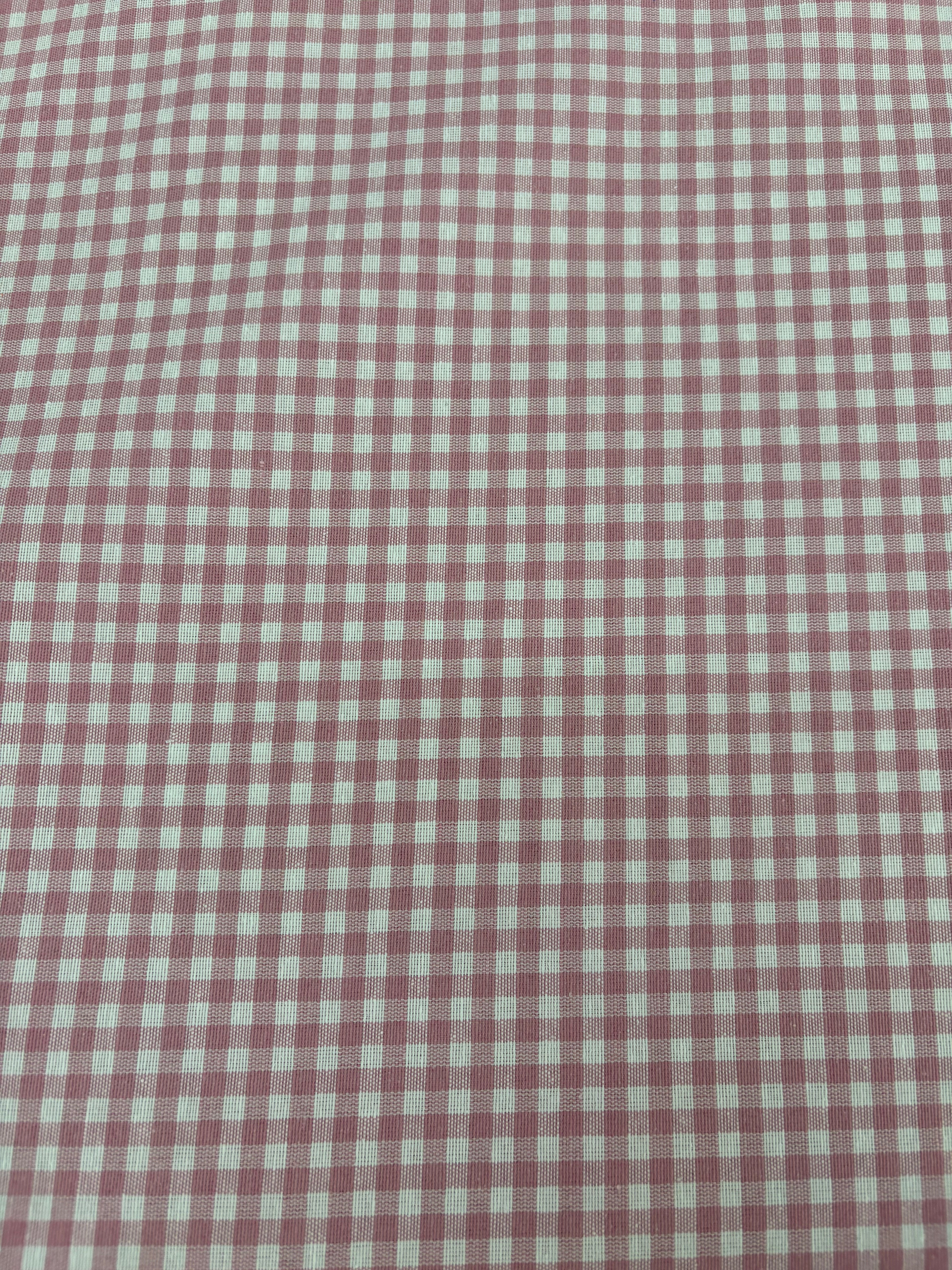 Tessuto TINTO IN FILO “quadretto piccolo rosa antico”