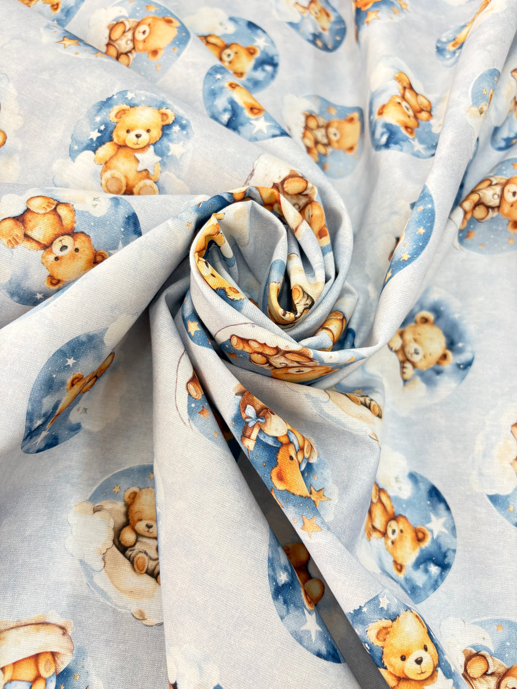 Tessuto COTONE STAMPATO “orsetto blu”