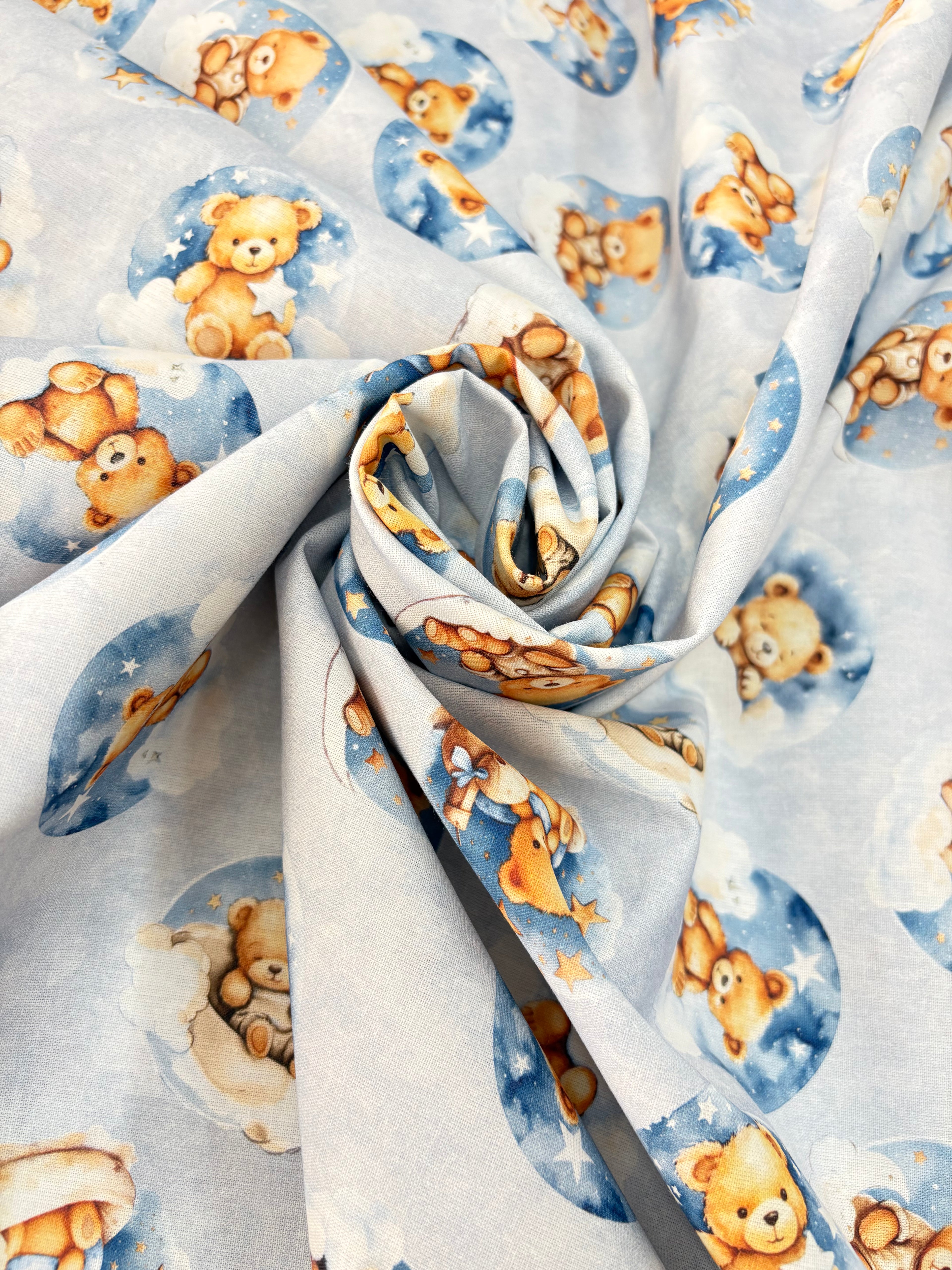 Tessuto COTONE STAMPATO “orsetto blu”