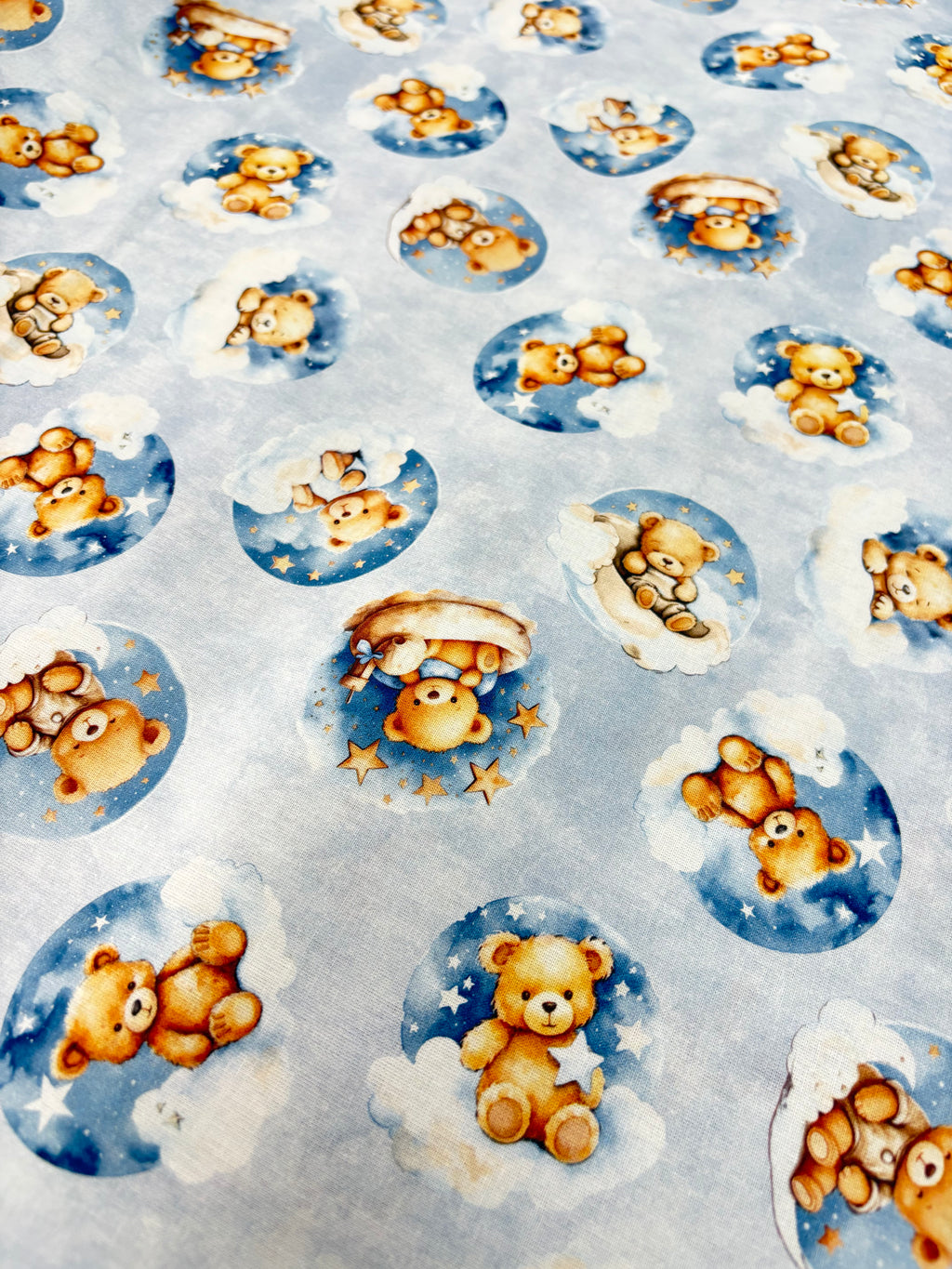 Tessuto COTONE STAMPATO “orsetto blu”