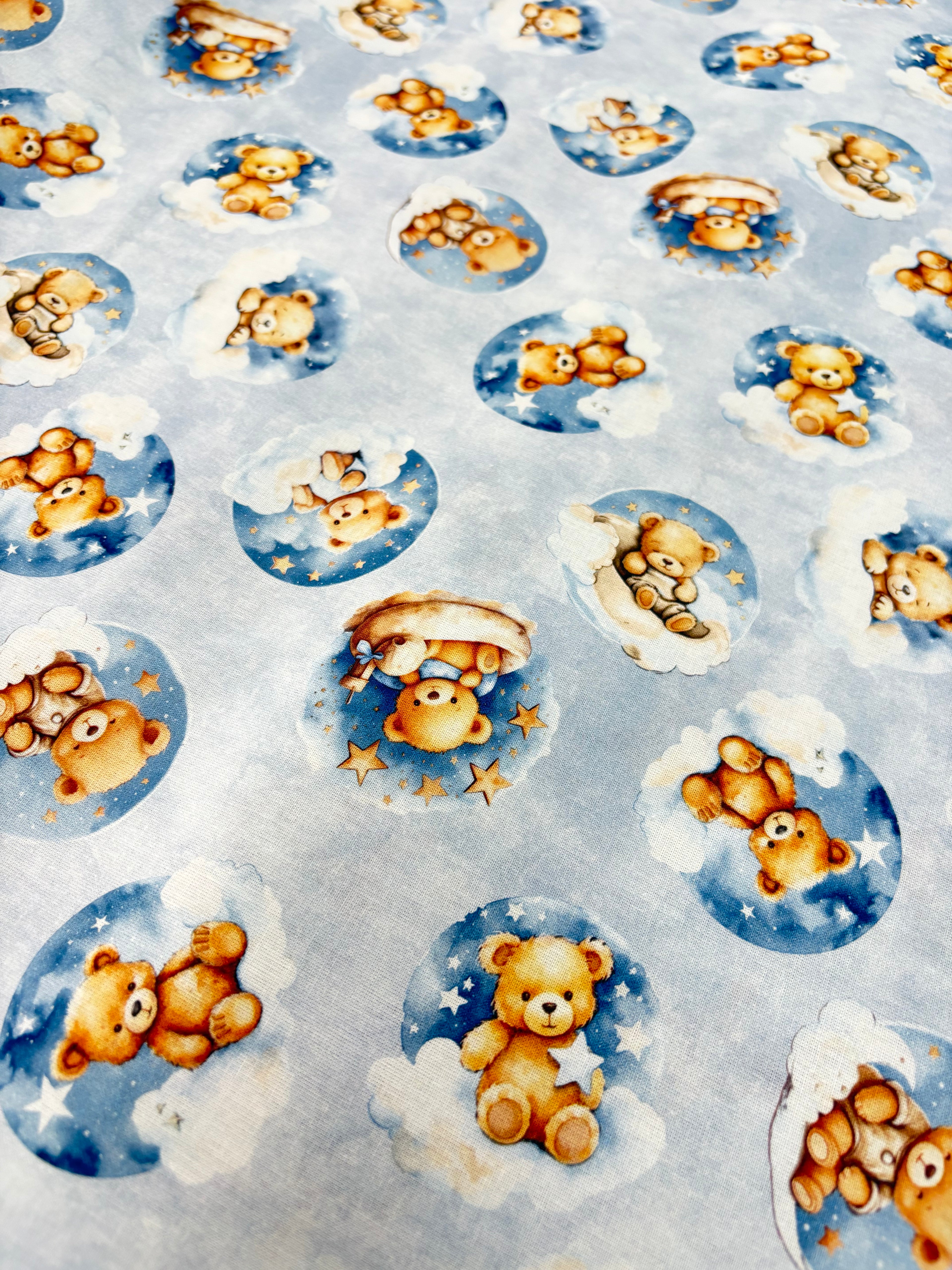 Tessuto COTONE STAMPATO “orsetto blu”