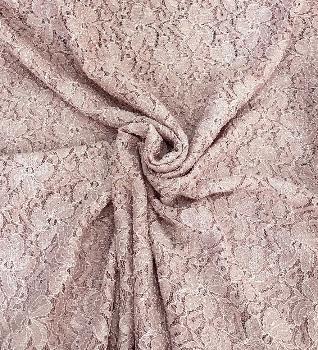 Tessuto PIZZO ELASTICIZZATO “rosa cipria”