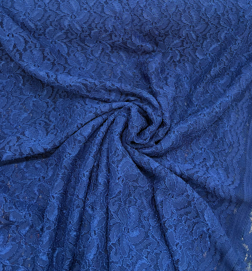 Tessuto PIZZO ELASTICIZZATO “blu elettrico “