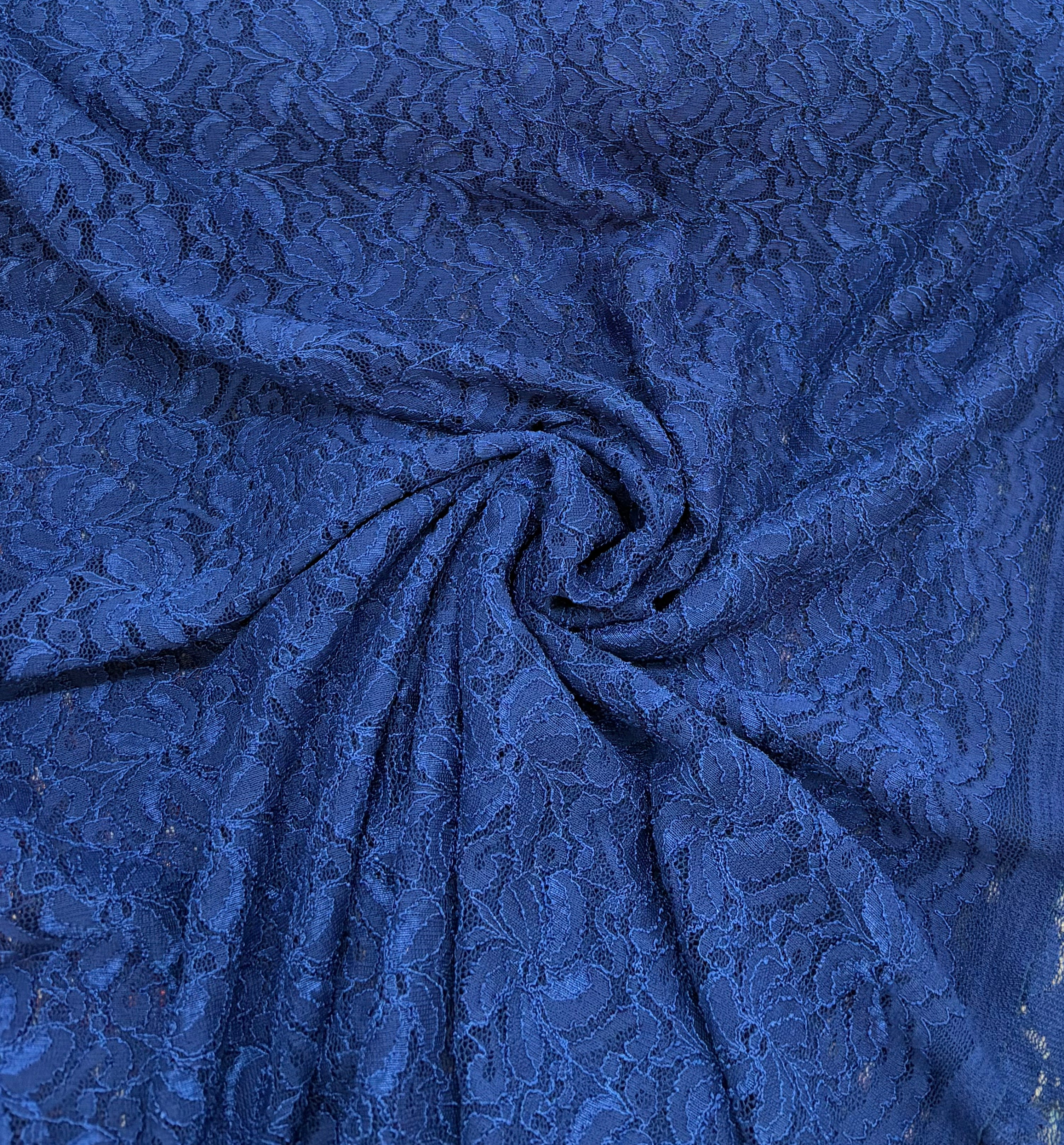 Tessuto PIZZO ELASTICIZZATO “blu elettrico “