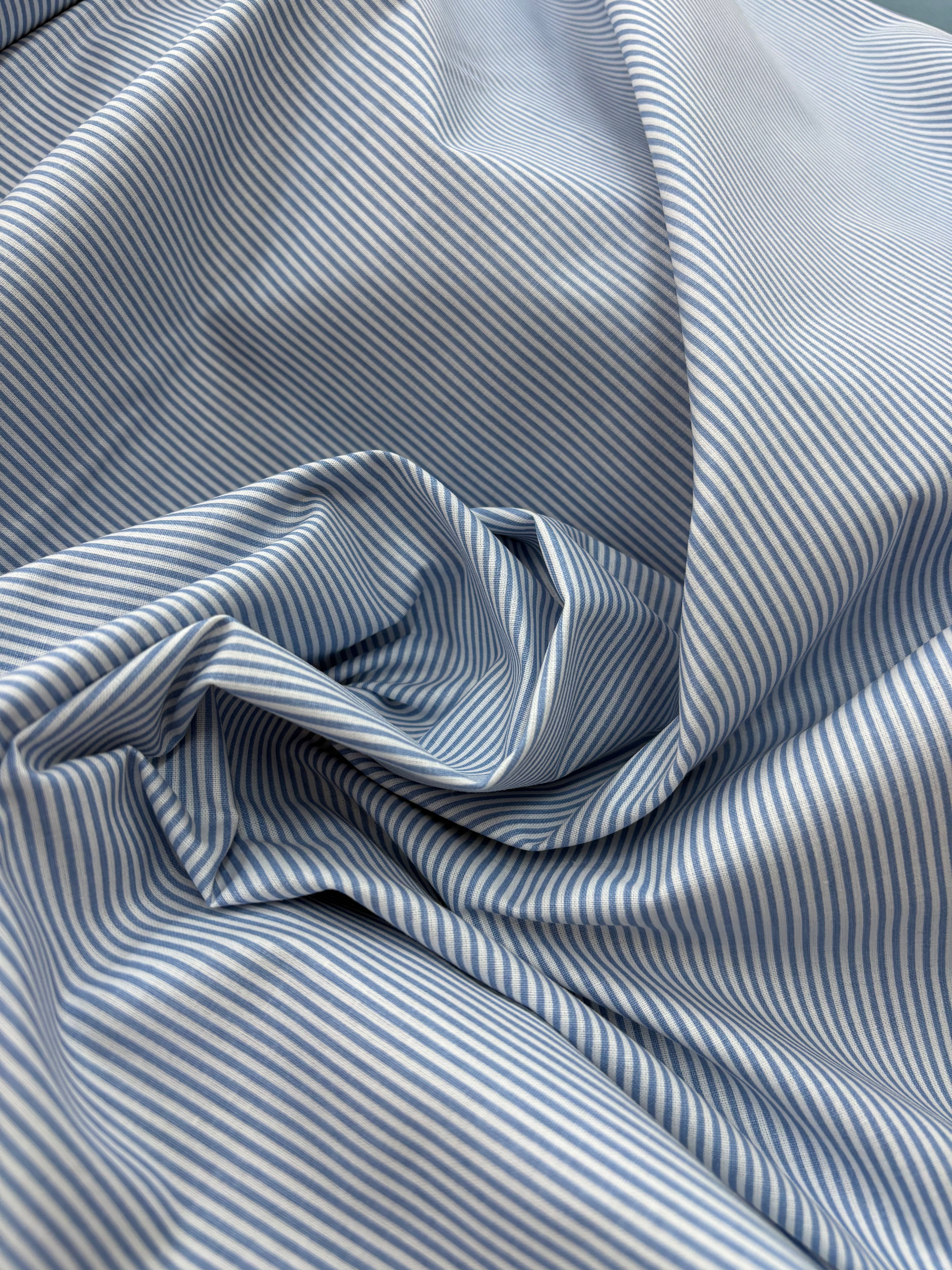Tessuto COTONE RIGHE “azzurro e bianche”