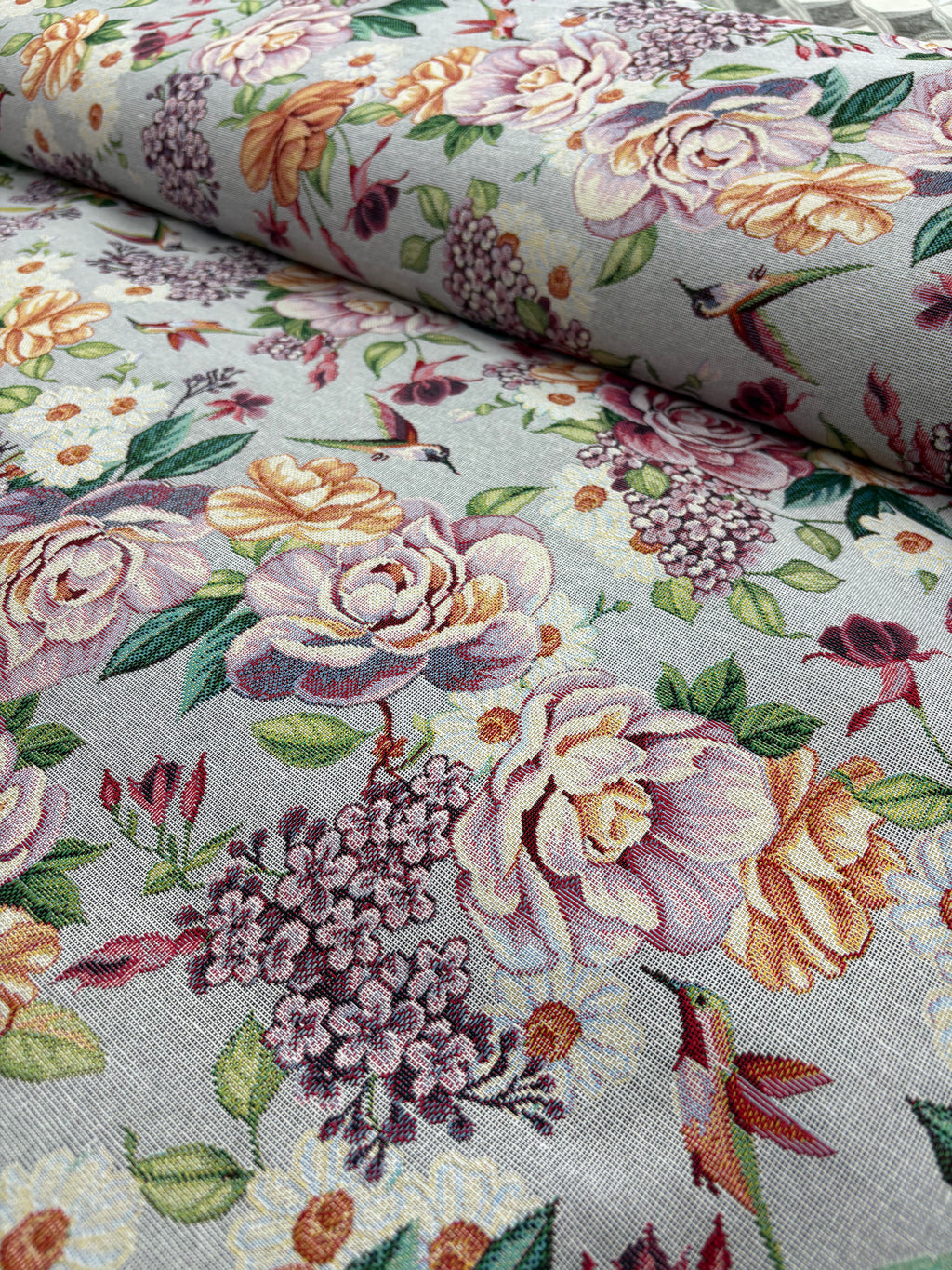 Tessuto TAPPEZZERIA IN GOBELIN JACQUARD “colibrì”