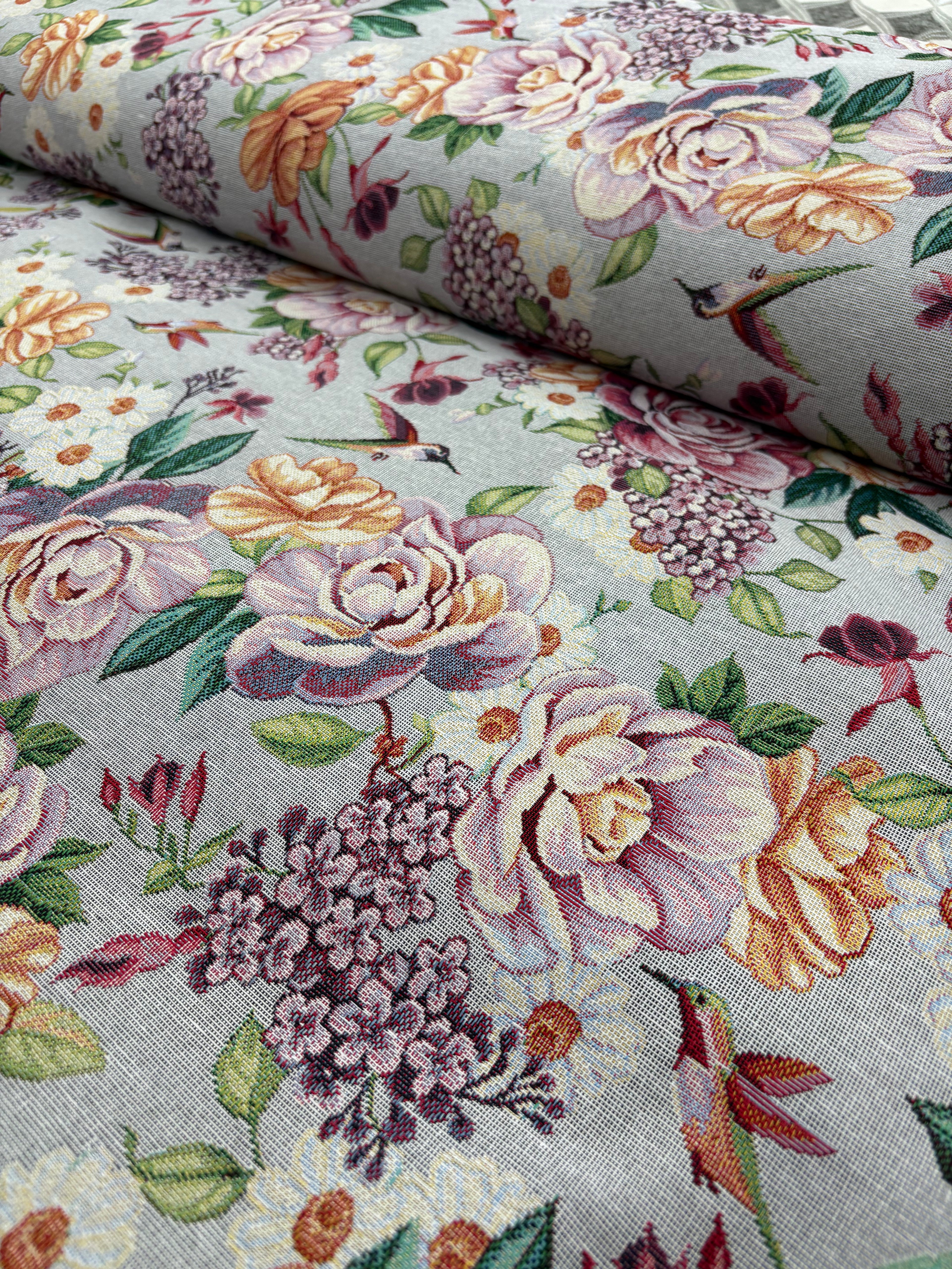 Tessuto TAPPEZZERIA IN GOBELIN JACQUARD “colibrì”