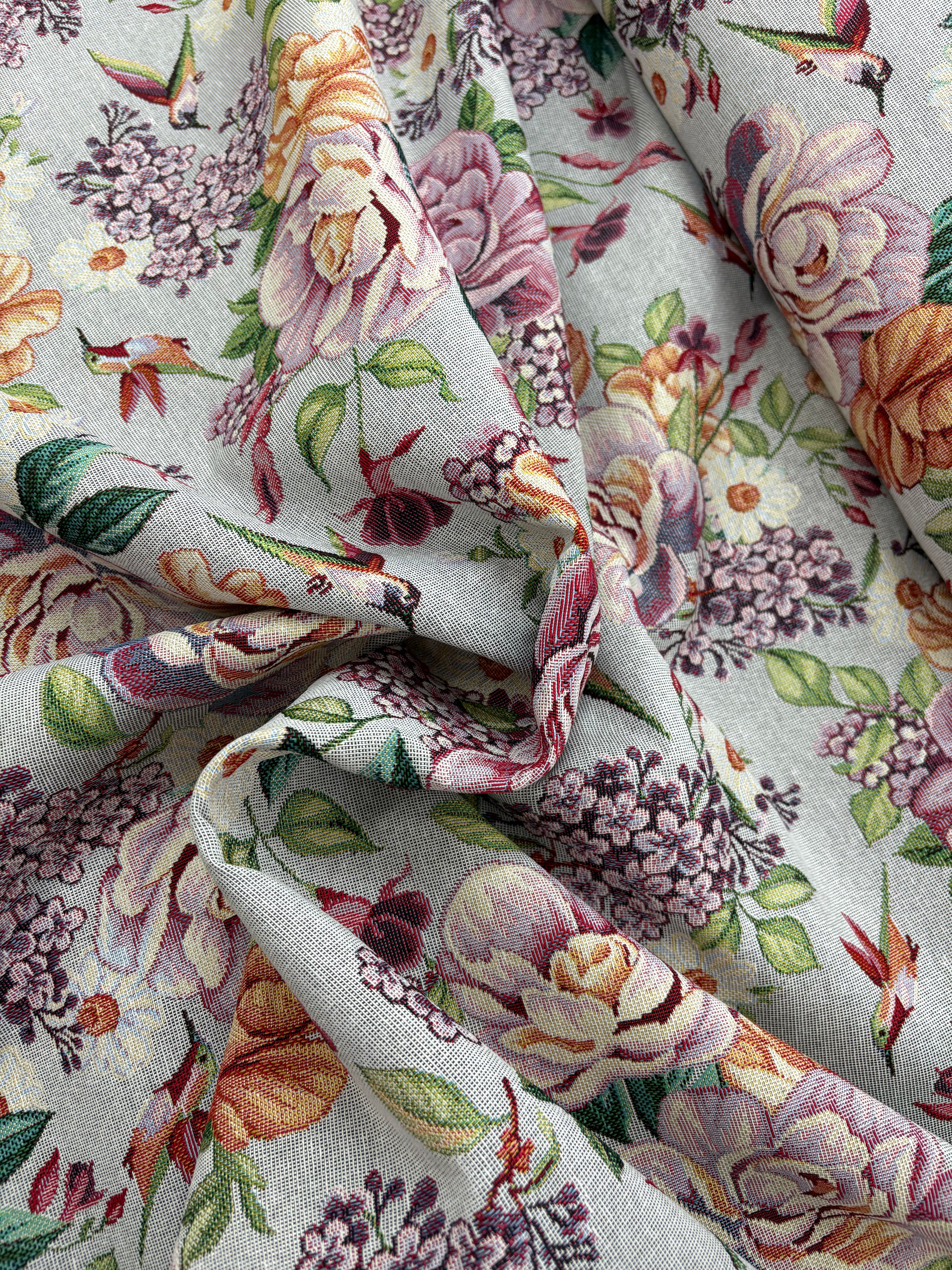 Tessuto TAPPEZZERIA IN GOBELIN JACQUARD “colibrì”