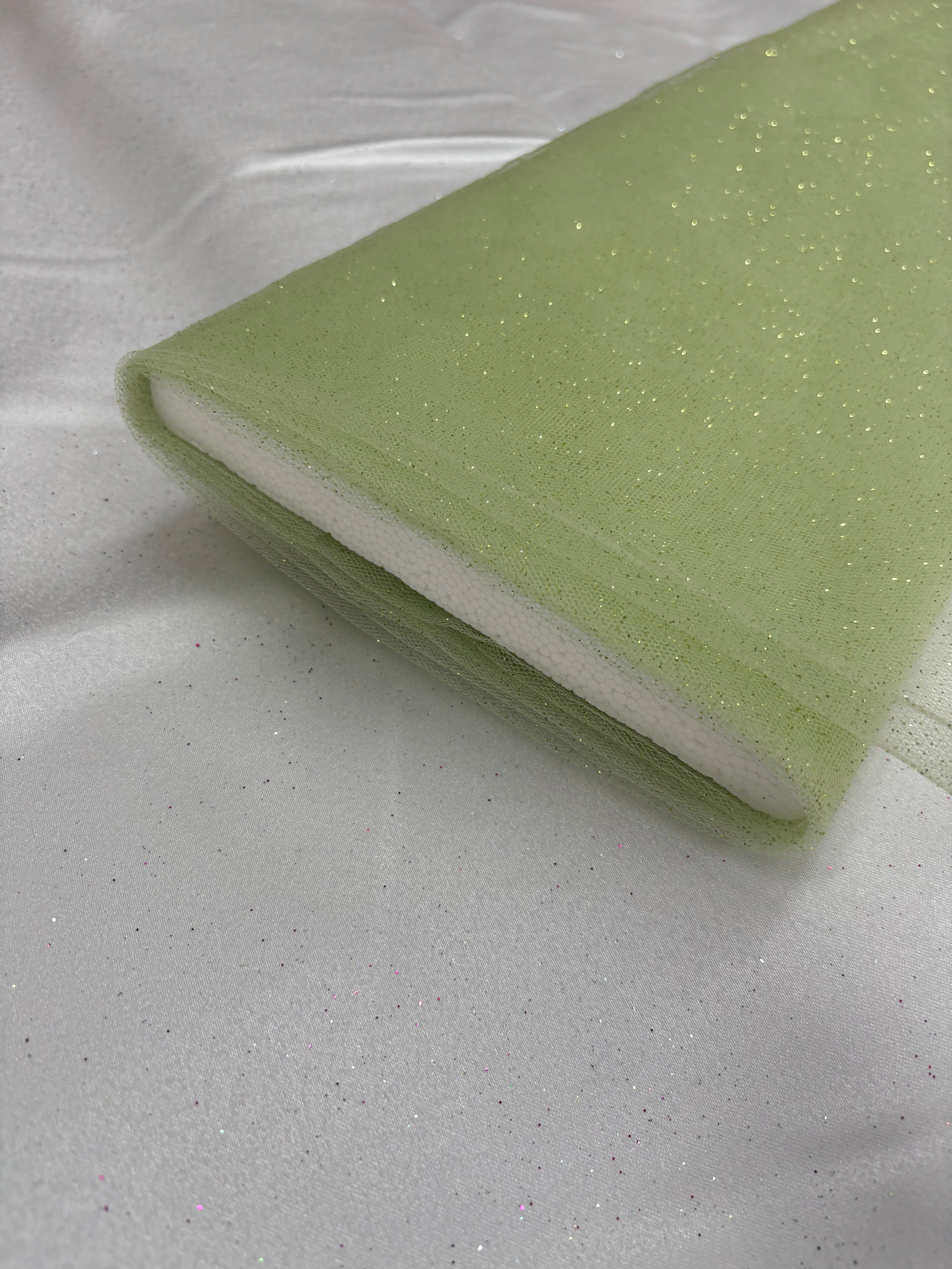 Tulle MORBIDO GLITTER “verde salvia”