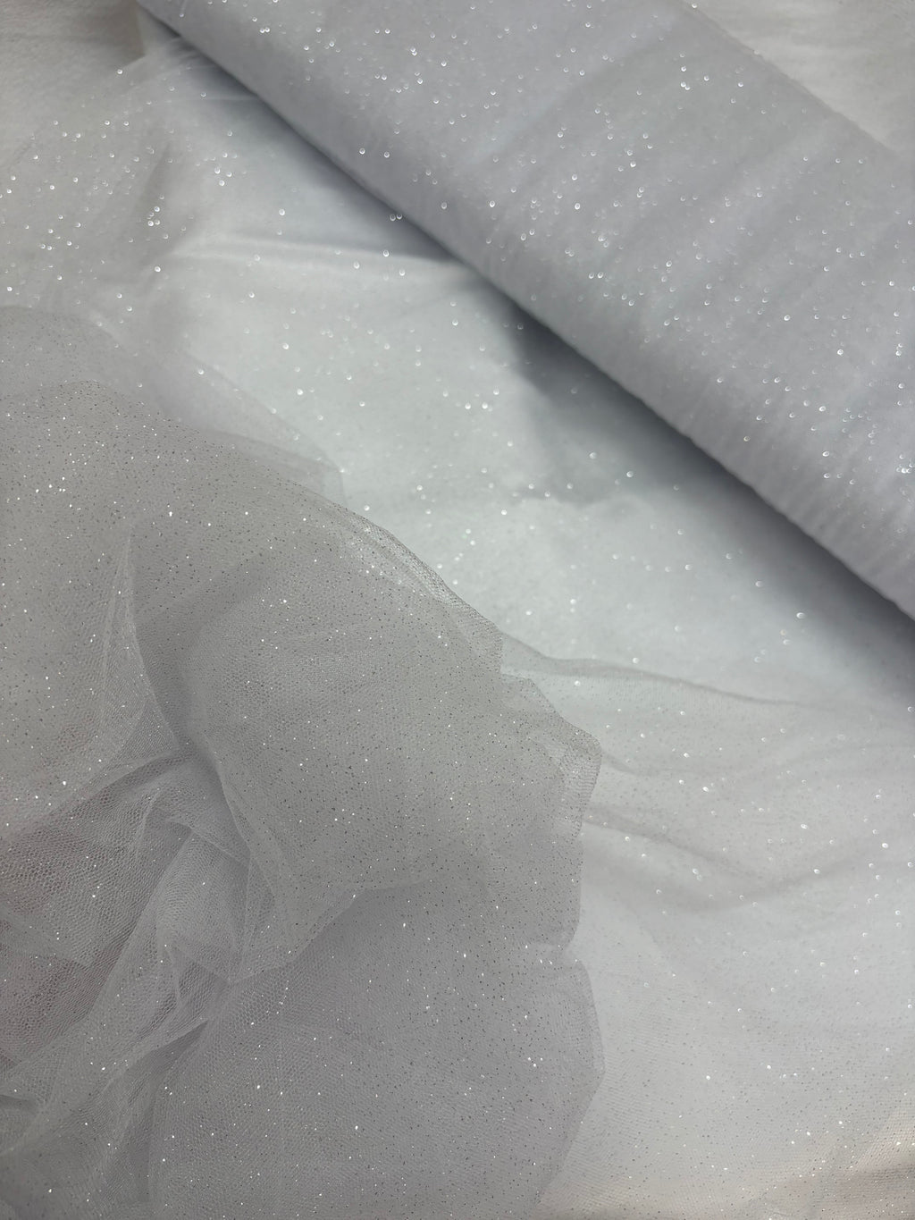 Tulle MORBIDO GLITTER “Bianco e argento”