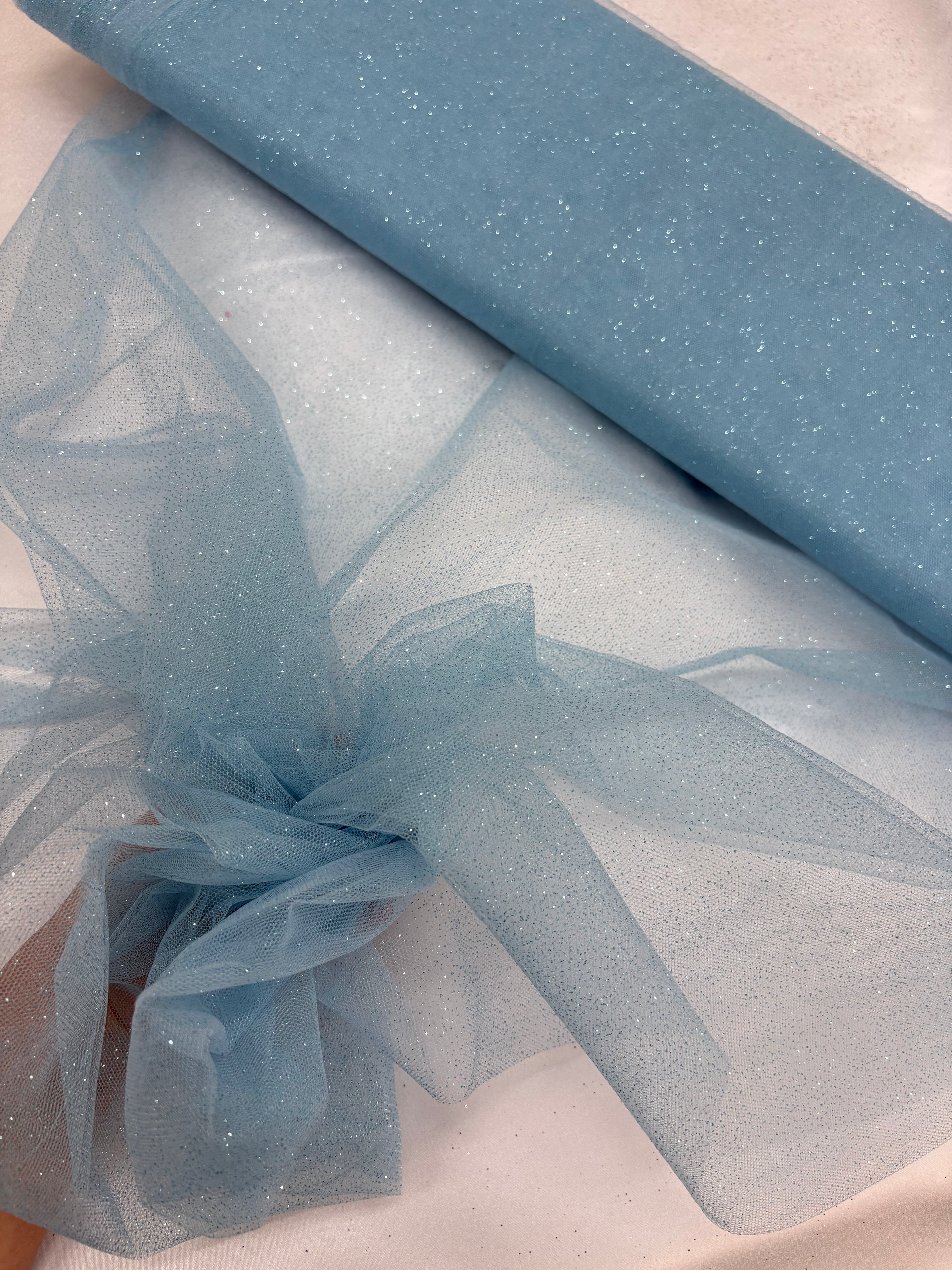 Tulle MORBIDO GLITTER “celeste”