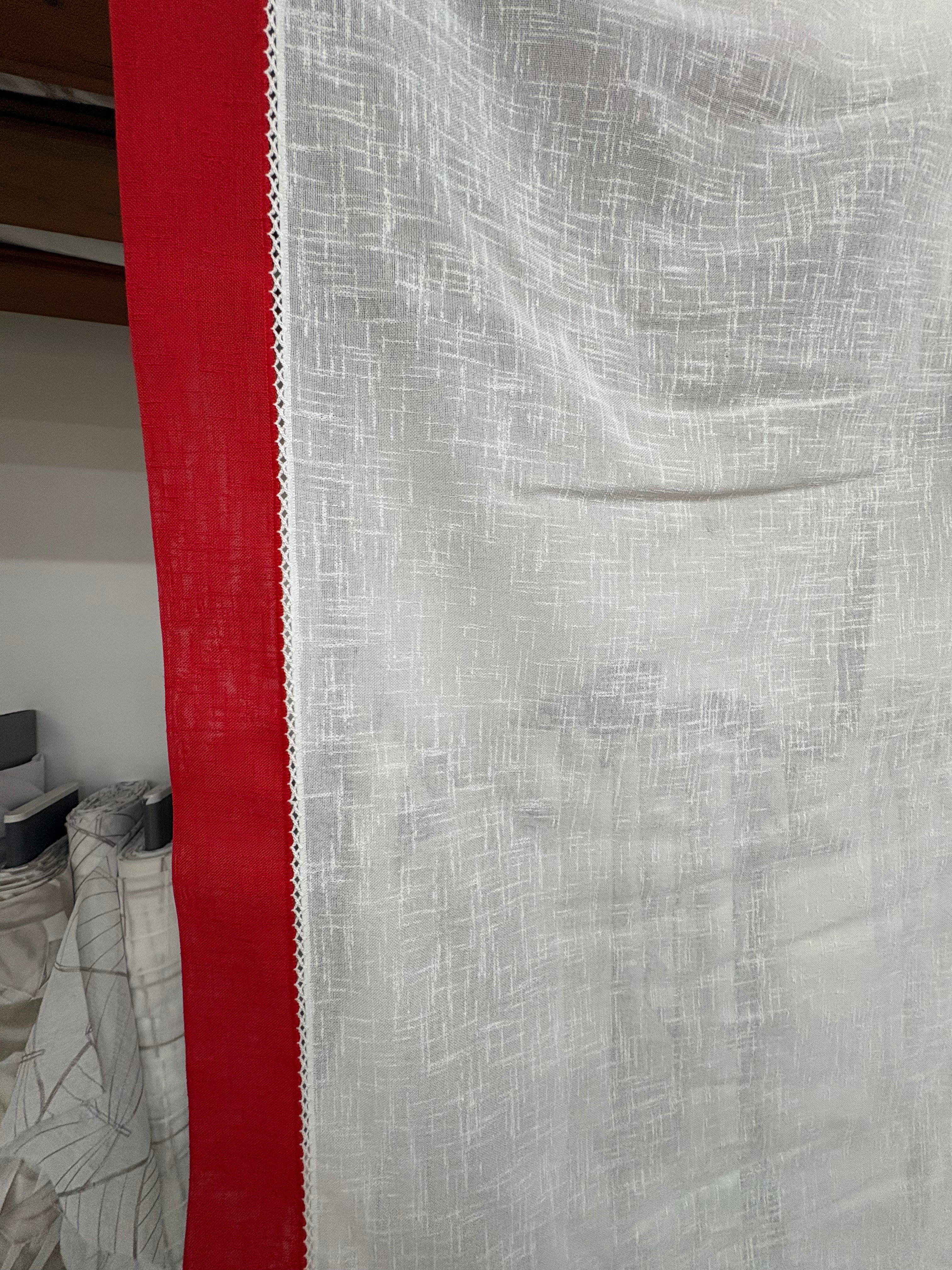 TENDINA A VETRO L=60 CM “bordo rosso”