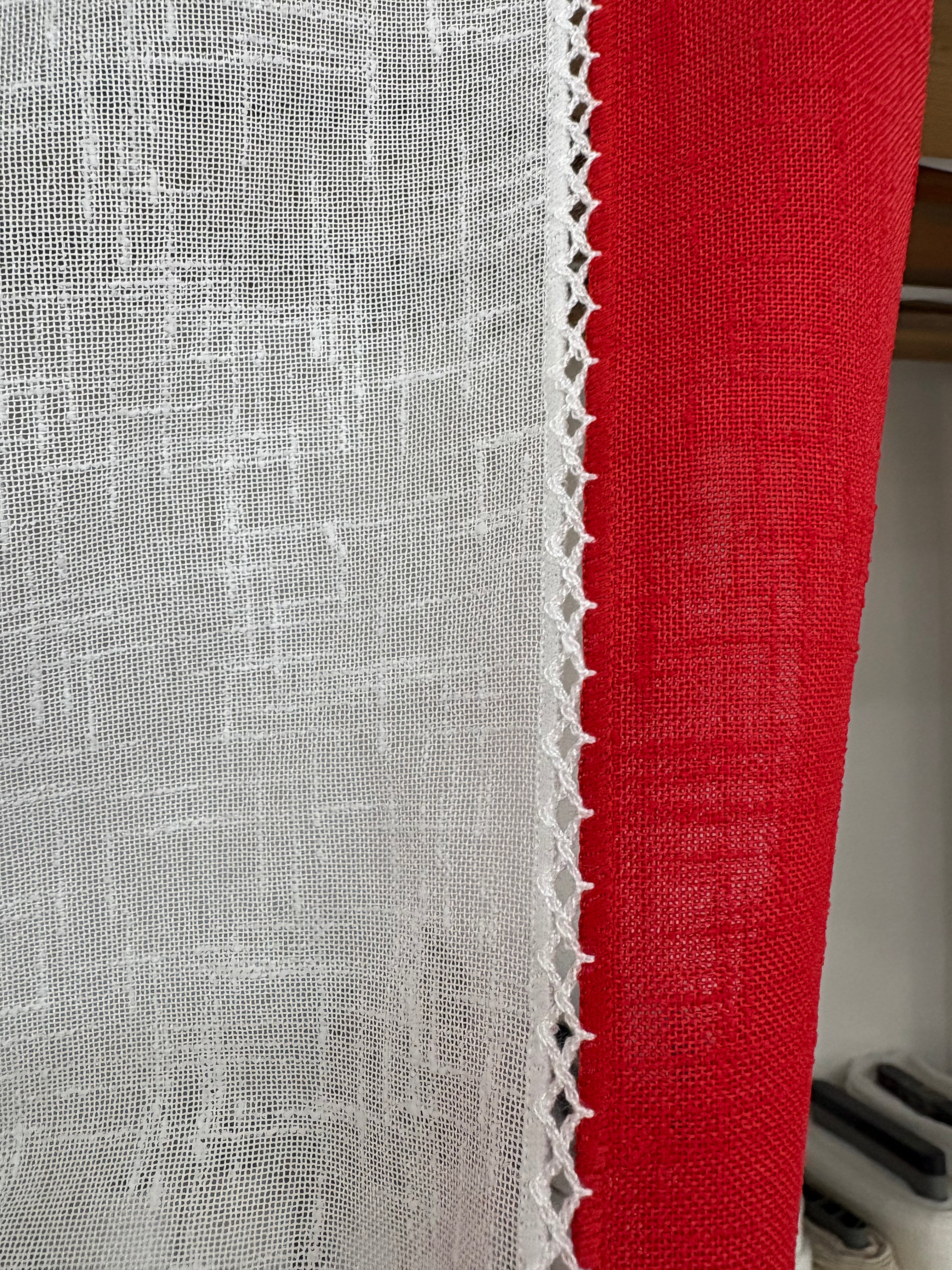 TENDINA A VETRO L=60 CM “bordo rosso”