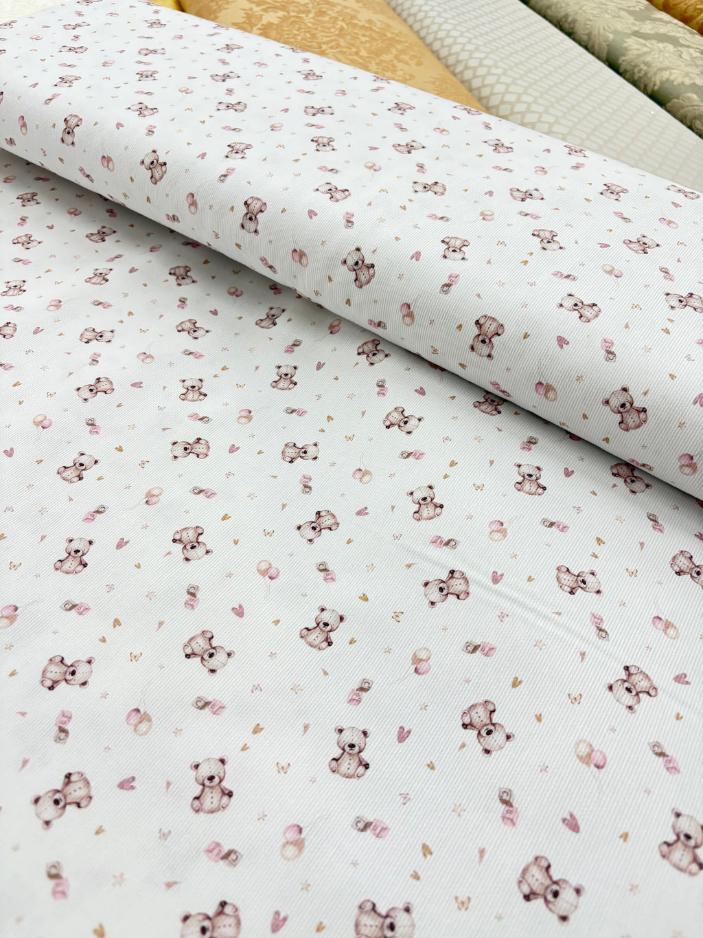 TESSUTO COTONE H 150 CM “orsetto piccolo rosa”