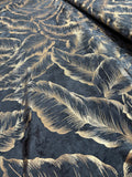 TESSUTO VELLUTO 250x280 CM “Fantasia foglie nero e oro”