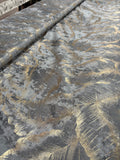 TESSUTO VELLUTO 250X280CM “Fantasia foglie grigie e oro”